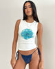 Image of Leen Tank Top in Ivory with Painted Flower Blue