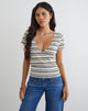 Image of Lenice Top in Cream and Brown Striped Knit