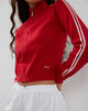 Image of Lennon Zip Up Jacket in Red with White Side Stripes