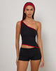 Image of Lenti Asymmetric Top in Black with Adrenaline Red Binding