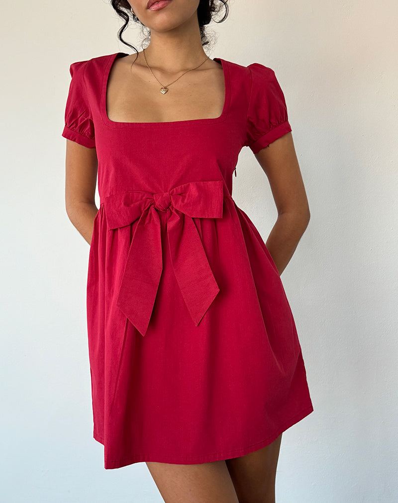 Leshiana Mini Dress in Poplin Adrenaline Red