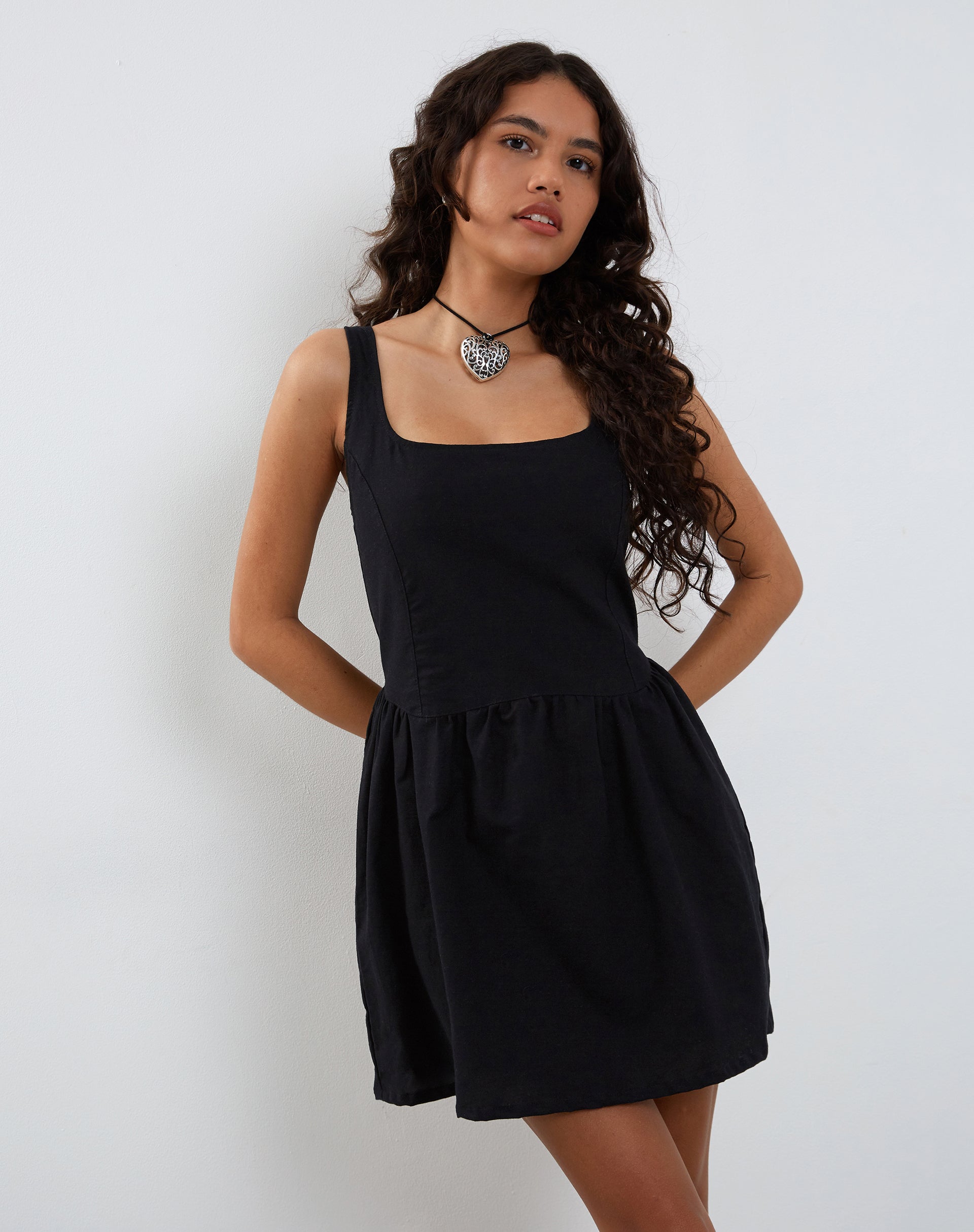 black poplin mini dress Emery Poplin Mini Dress Marine Layer