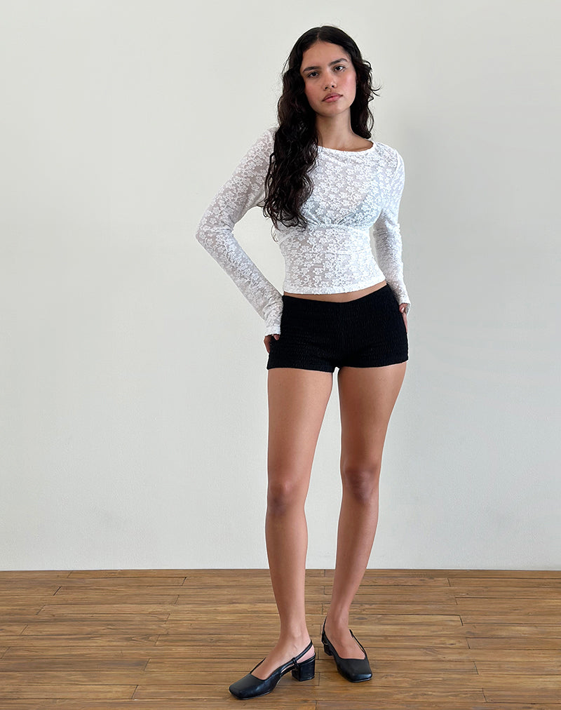 Image of Lesina Long Sleeve Top in Burnout Mesh Ivory
