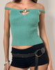 Image of Lesly Bardot Top with O Ring in Turquoise