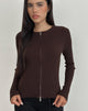 Image of Liano Zip Cardigan in Rib Knit Brown