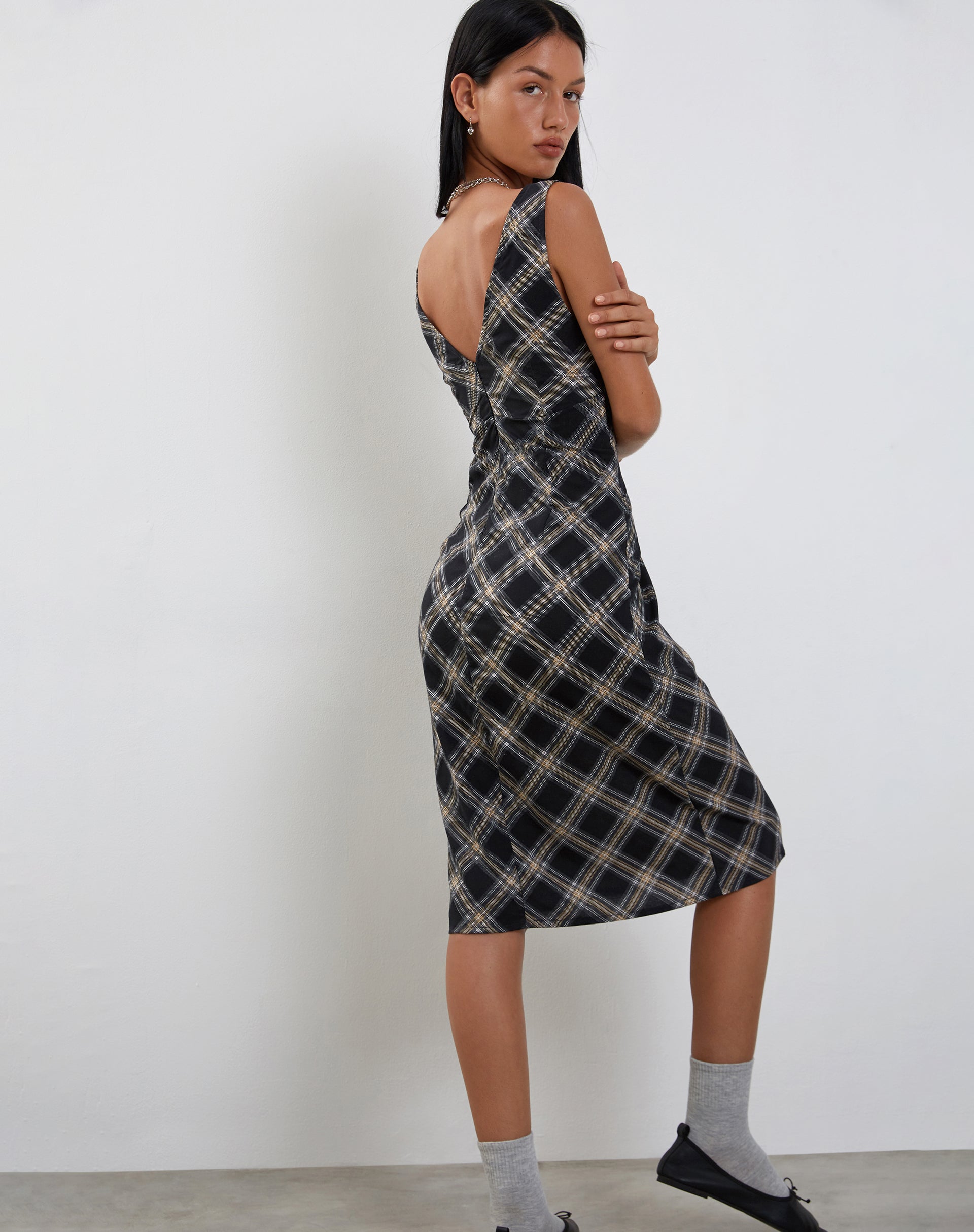 Grey checkered dress on sale