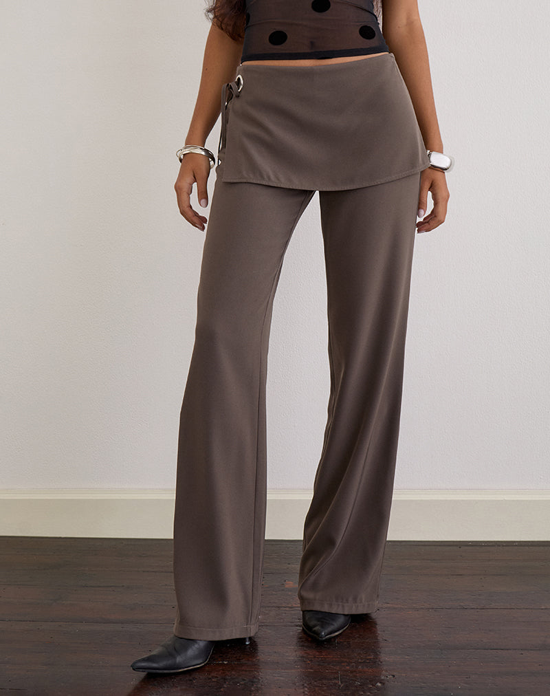 Image of Elka Wrap Trouser in Tailoring Truffle
