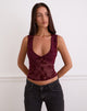 Image of Lihat Top in Botanical Flock Flower Maroon