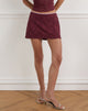 Image of Nidya Mini Skirt in Lace Burgundy with Pink Binding