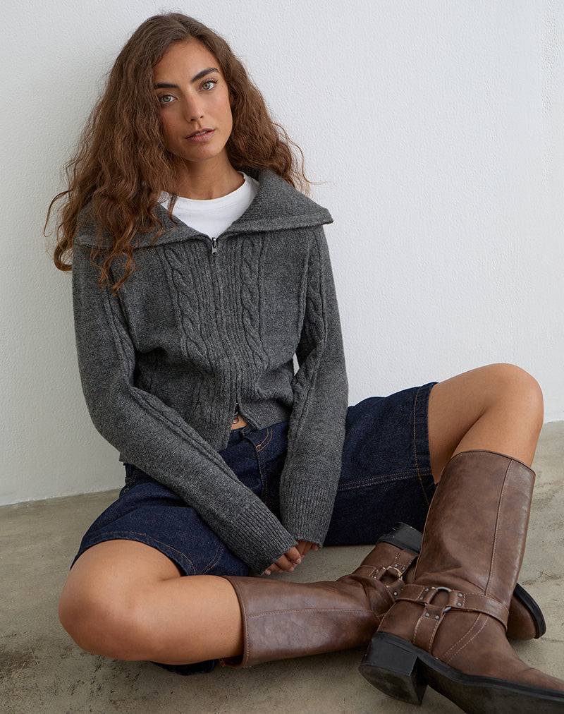 Lilena Zip Jumper in Knit Dark Shadow