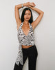 Image of Lilita Halterneck Top in Dalmatian Skin Black and Ivory