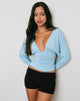 Image of Lilro Long Sleeve Plunge Batwing Top in Cool Blue