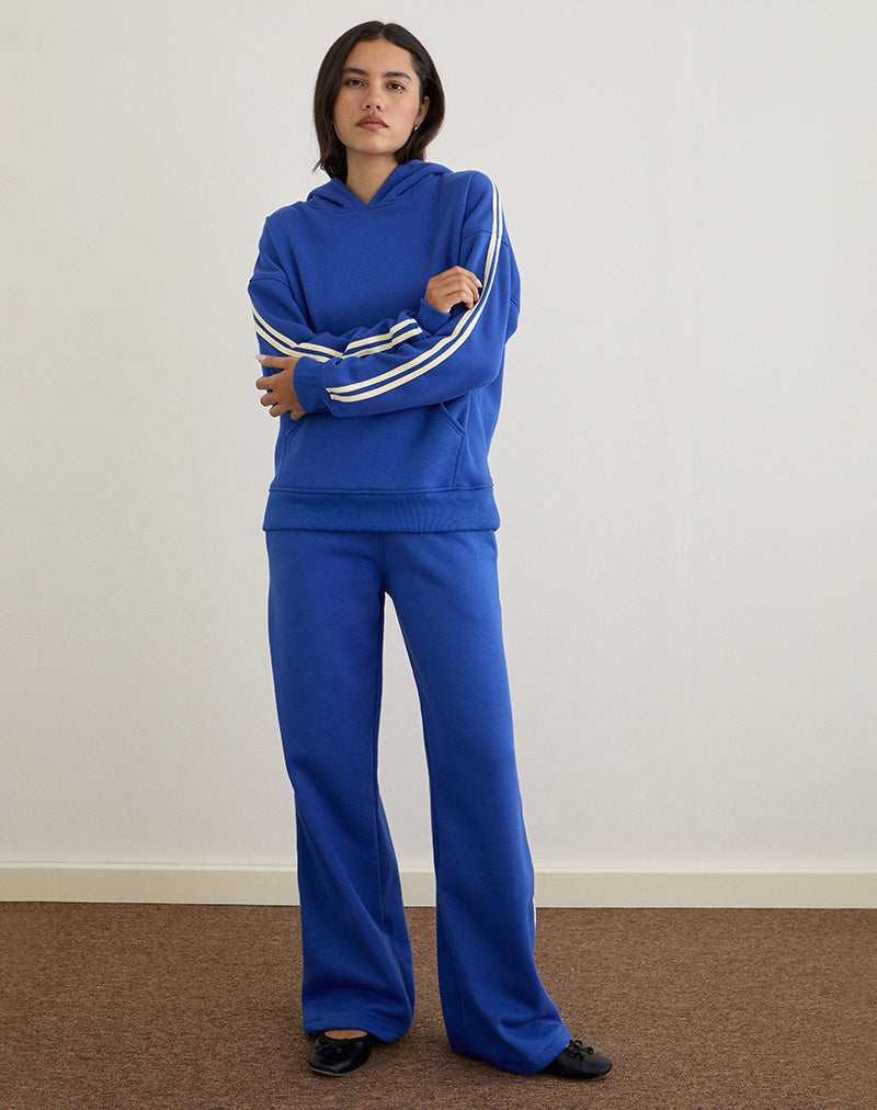 Image of Oze Track Pant in Cobalt Blue with Buttermilk Binding