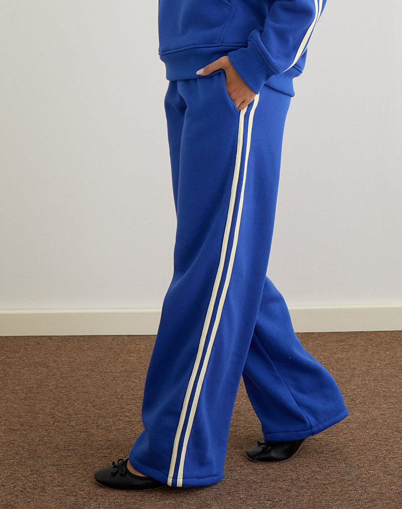 Image of Oze Track Pant in Cobalt Blue with Buttermilk Binding