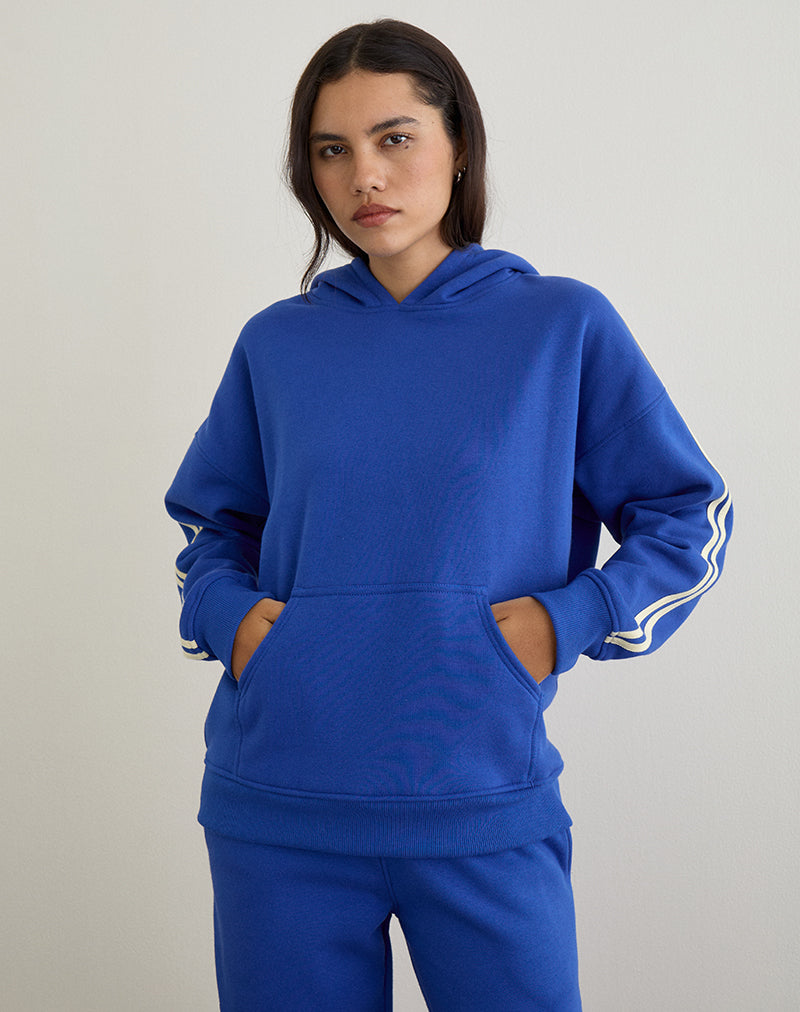 Image of Lingwu Hoodie in Cobalt Blue with Buttermilk Binding