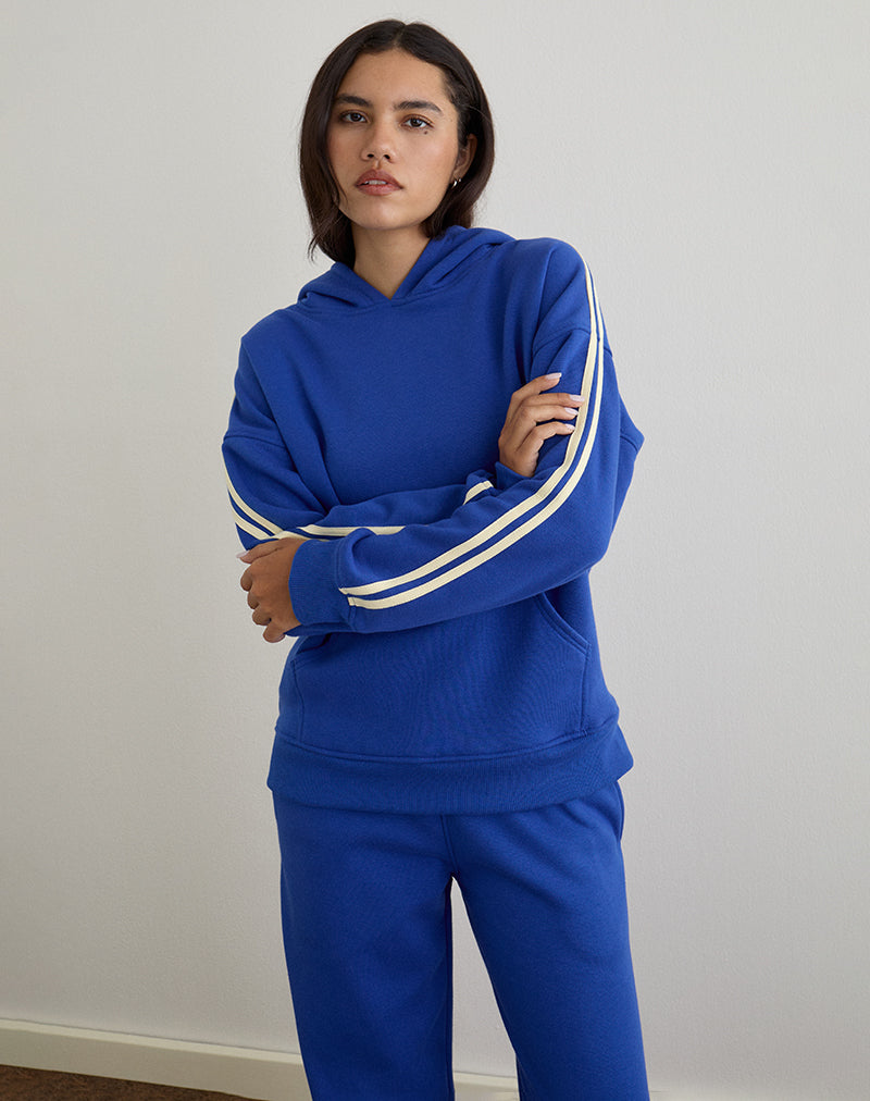 Image of Lingwu Hoodie in Cobalt Blue with Buttermilk Binding