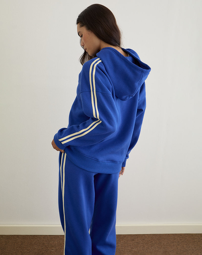 Image of Lingwu Hoodie in Cobalt Blue with Buttermilk Binding