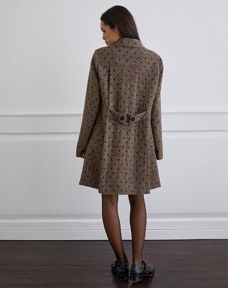 Image of Lirena Longline Coat in Polka Brown
