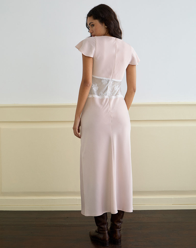 Image of Lirenda Midi Dress in Satin Baby Pink
