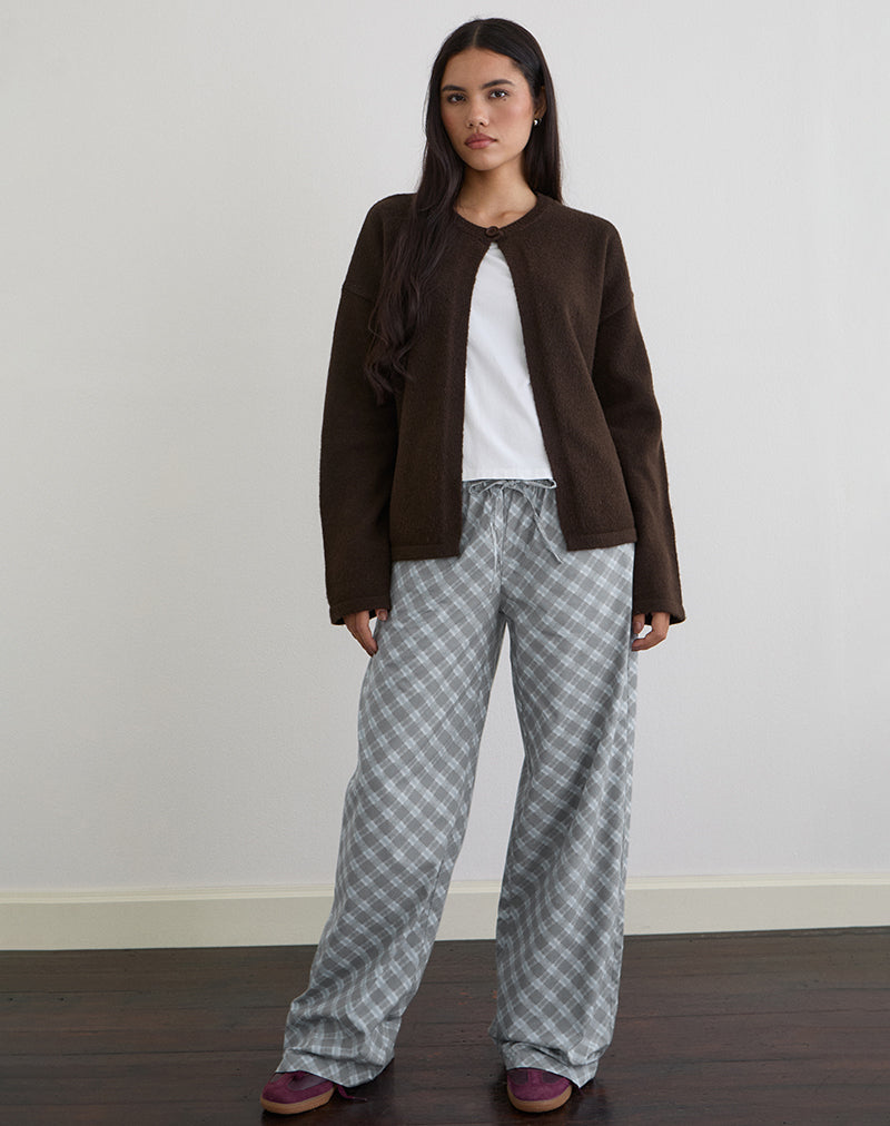 Image of Lirura Trouser in Poplin Oblique Check Grey