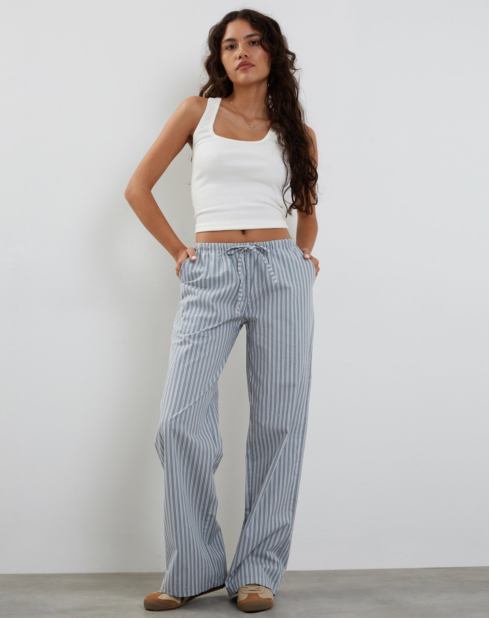 Xpose Trousers and Pants : Buy Xpose Women Navy Blue & White Regular Fit Striped  Trousers Online | Nykaa Fashion