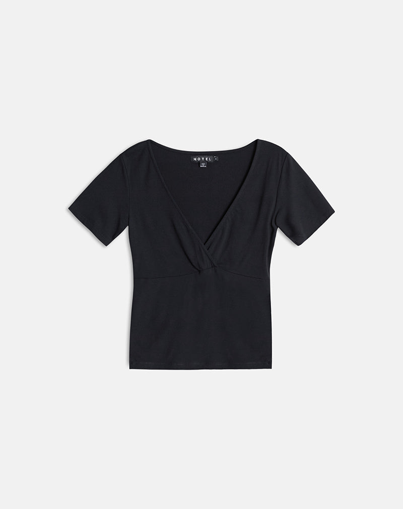 Image of Lobos Crossover Top in Rayon Jersey Black