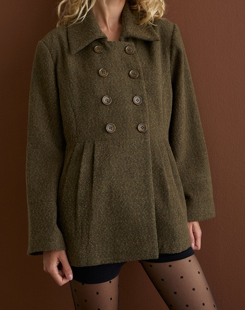 Image of Locarti Coat in Herringbone Olive
