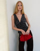 Image of Losa Cowl Neck Top in Irregular Stripe Grey Black