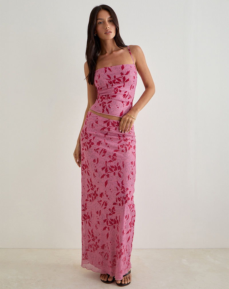 Image of Lotus Cami Top in Stencil Flower Pink