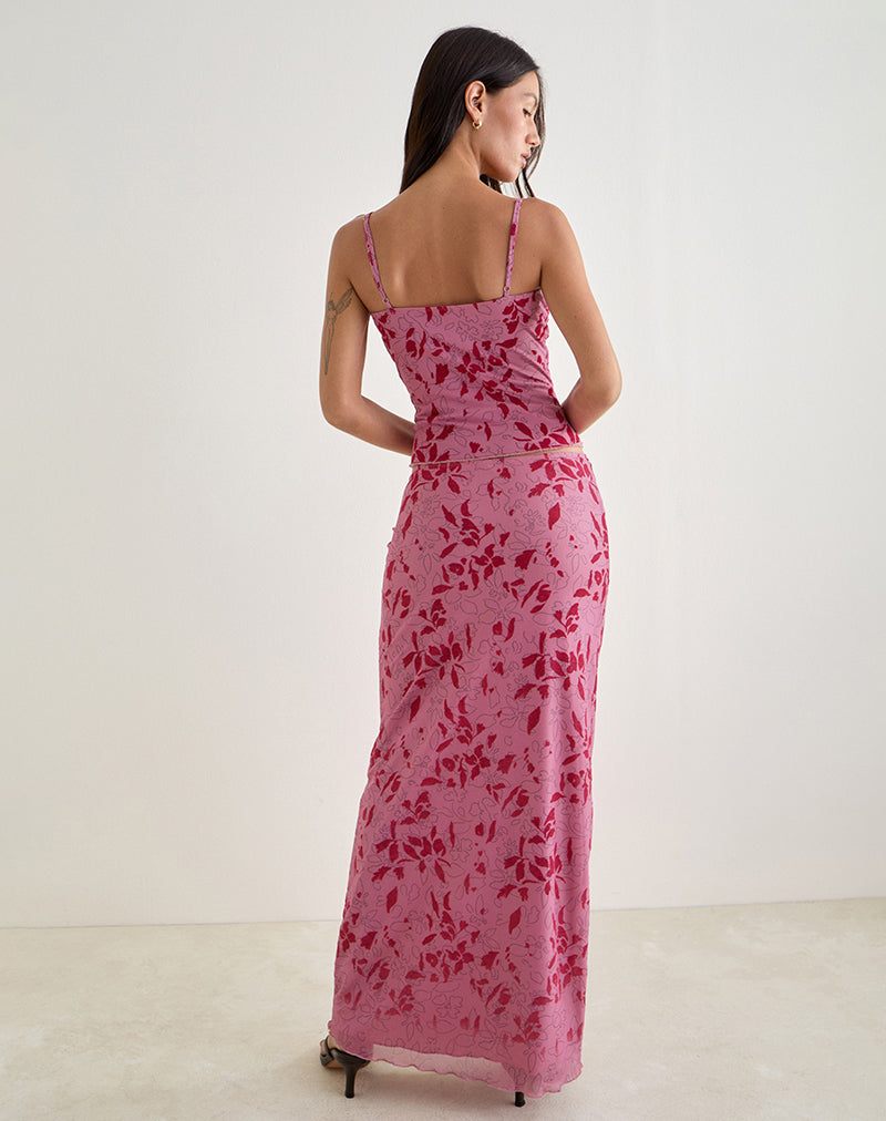 Image of Alfreda Maxi Skirt in Stencil Flower Pink
