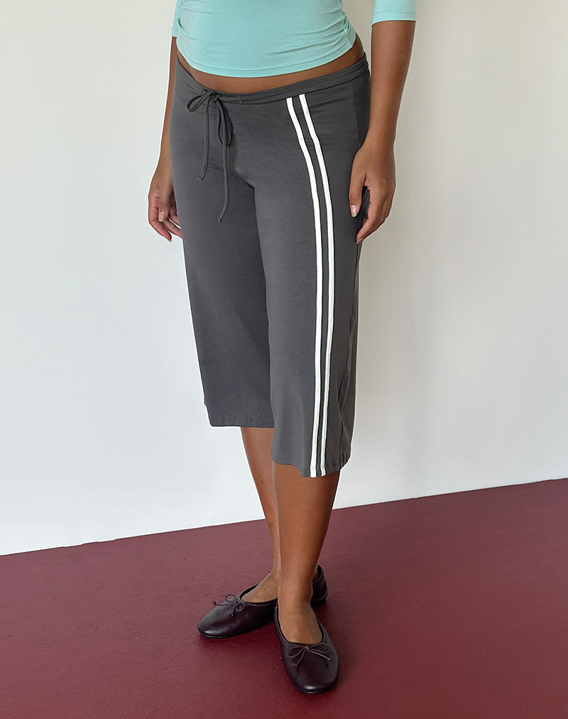 Image of Mino Capri Trouser in Charcoal Grey with Off White Binding