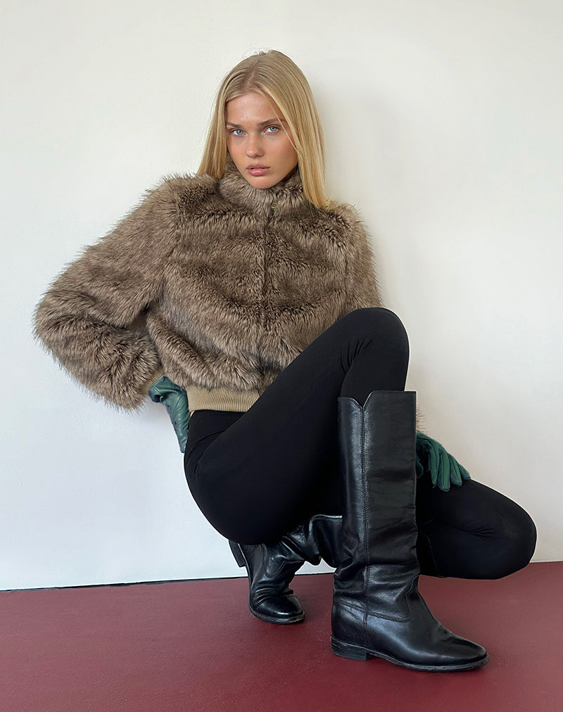 Image of Lovaro Jacket in Faux Fur Brown