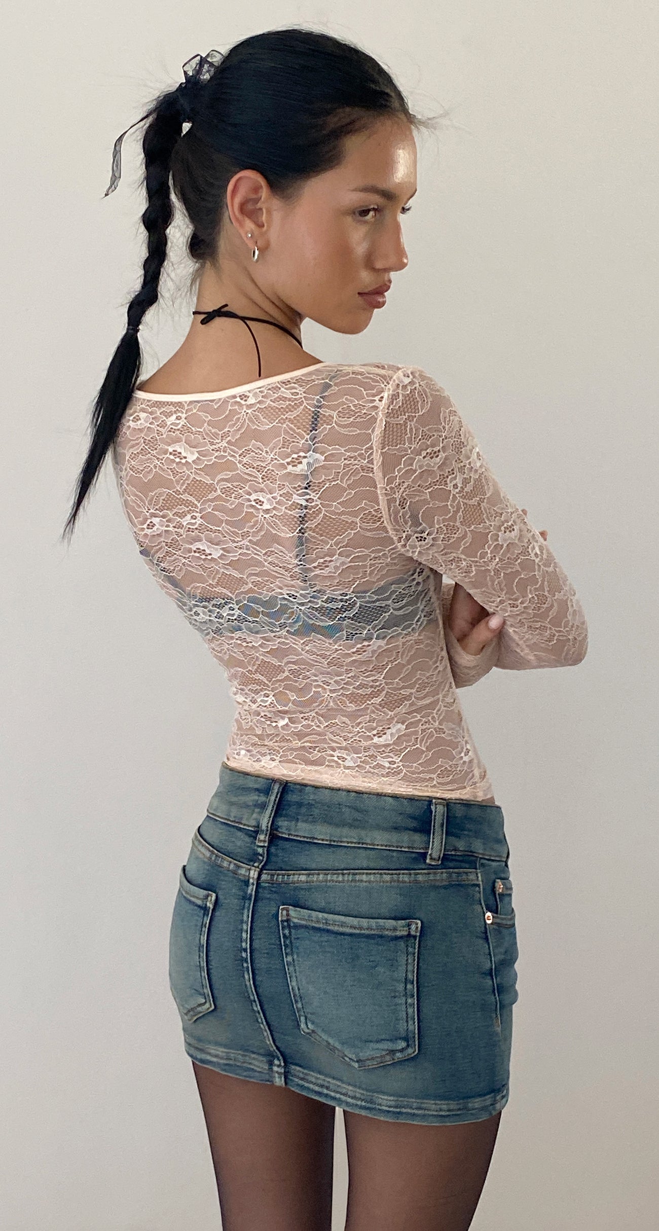 THE HIGH RISE DENIM MINI SKIRT - CRISP WHITE