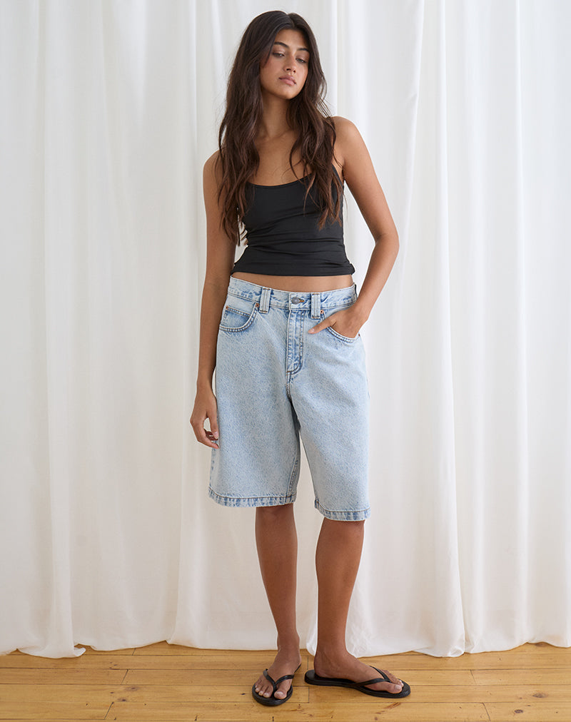 Blue 80's Light Wash Low Rise Denim Shorts | Skater – motelrocks.com