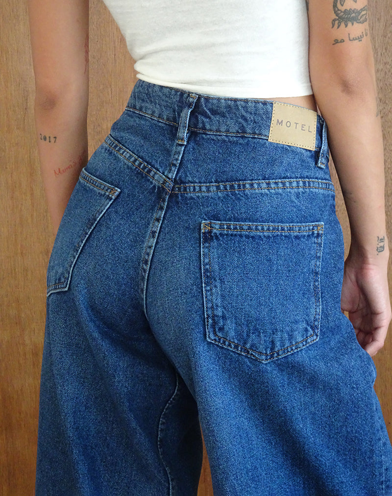 Mid Vintage Blue Low Rise Jeans | Bootleg – motelrocks.com