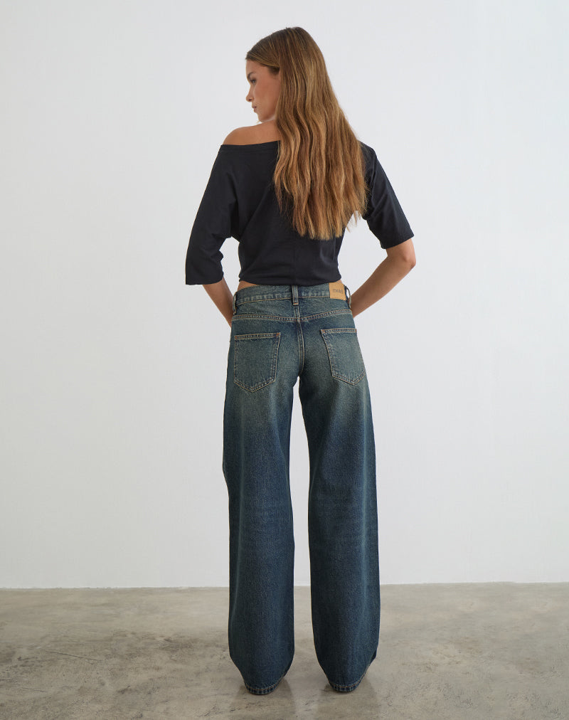 Image of Low Rise Parallel Jeans in Dirty Green