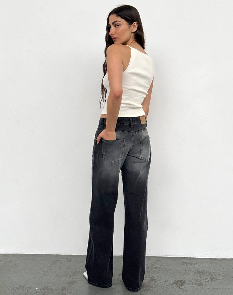 Black Wash Low Rise Straight Leg Jeans | Parallel – motelrocks.com