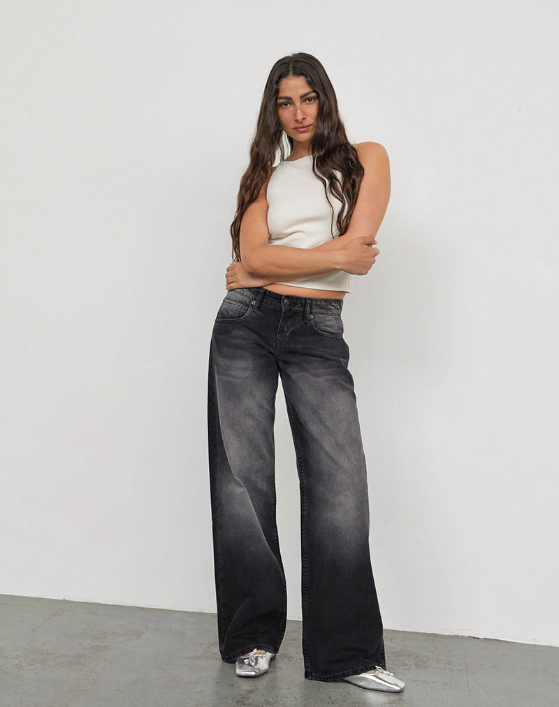 Black Wash Low Rise Straight Leg Jeans | Parallel – motelrocks.com
