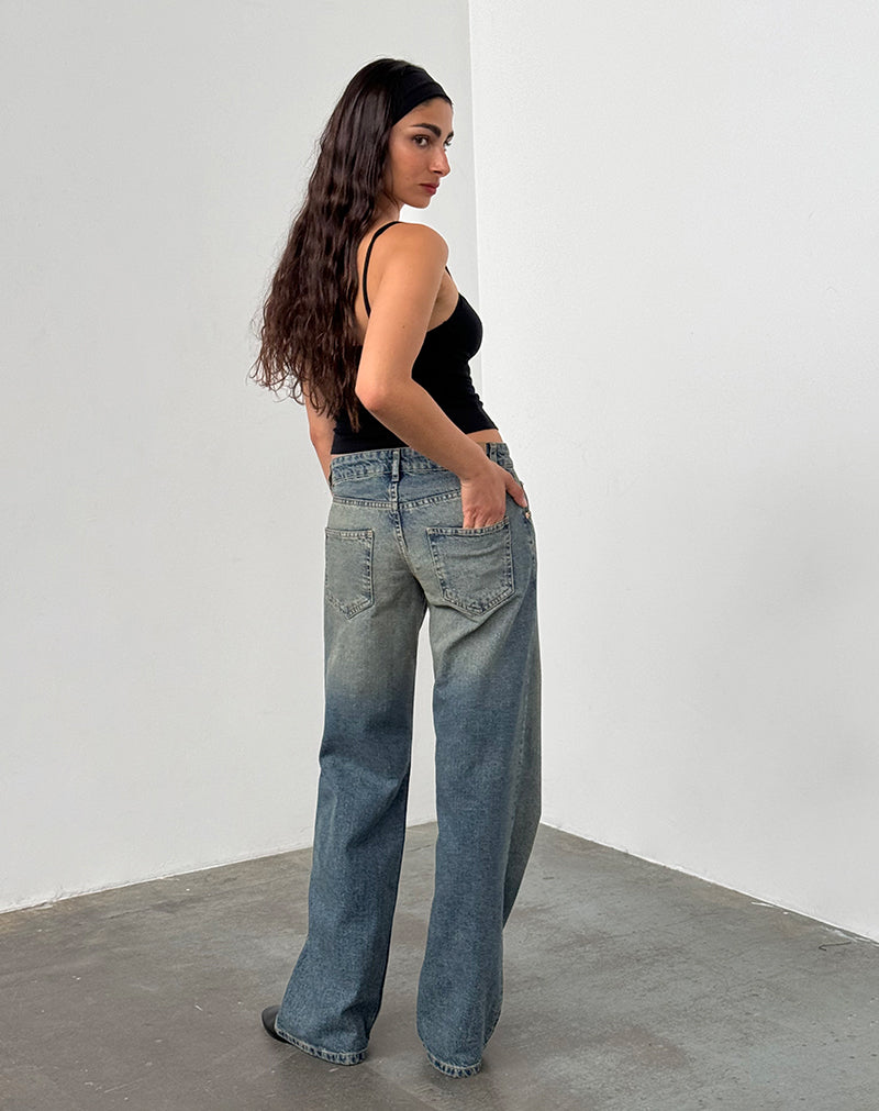 Extreme Blue Green Low Rise Straight Leg Jeans | Parallel – motelrocks.com