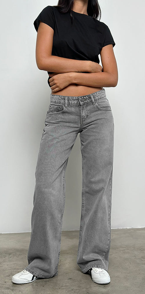 Image of Low Rise Parallel Jeans in Grey Wash