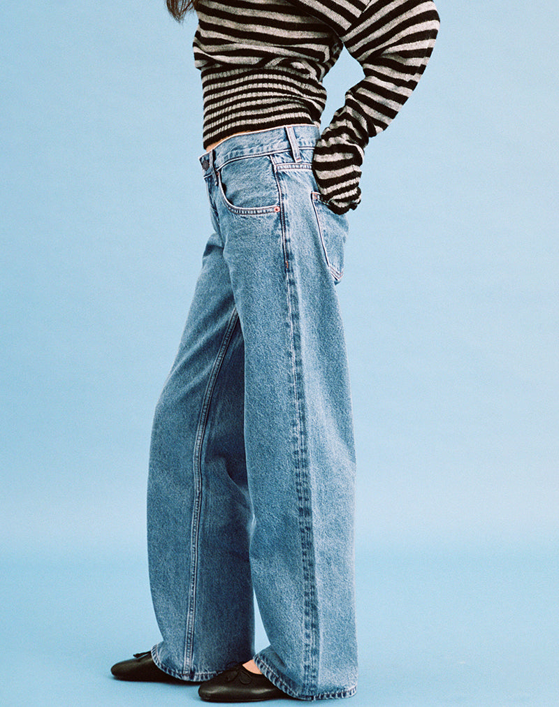 Low Rise Parallel Jeans in Blue Stone