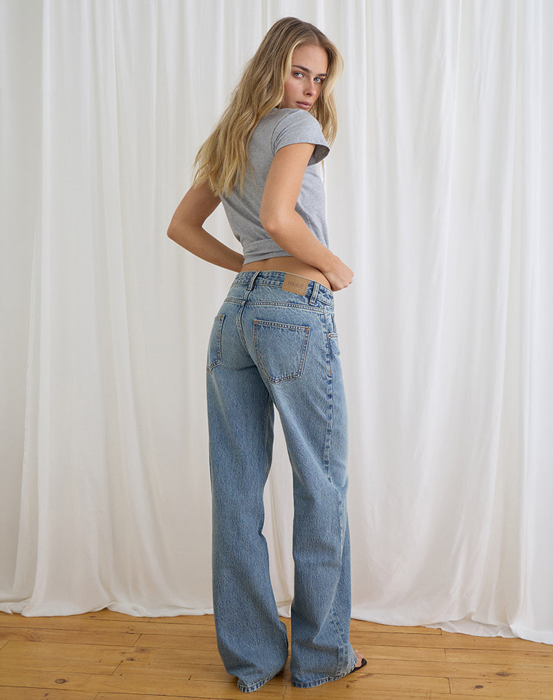 Image of Low Rise Parallel Jeans in True Blue