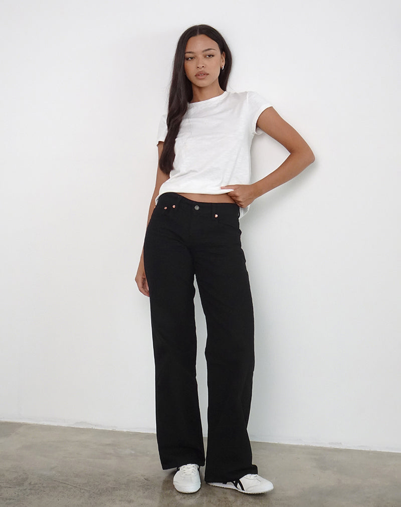 Black Low Rise Straight Leg Jeans | Parallel – motelrocks.com