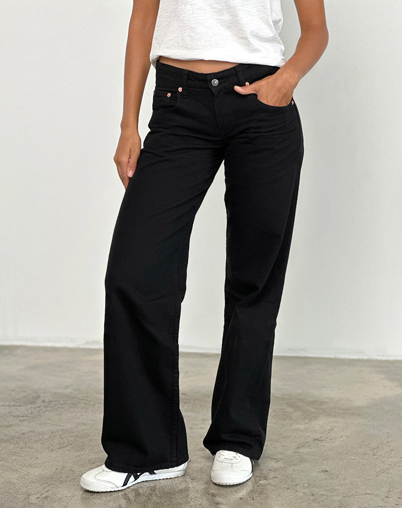 Black Low Rise Straight Leg Jeans | Parallel – motelrocks.com