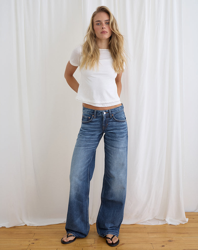 Image of Low Rise Parallel Jeans in Timeworn Blue