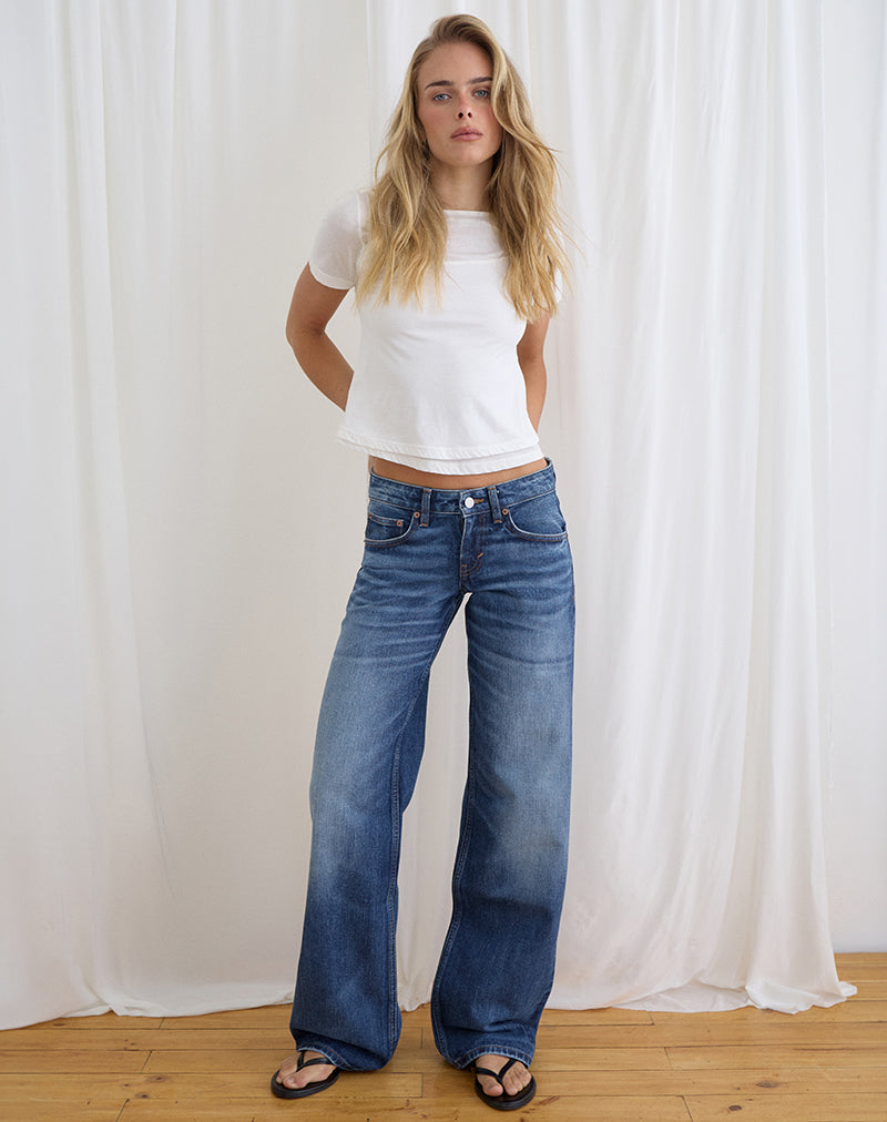 Image of Low Rise Parallel Jeans in Timeworn Blue