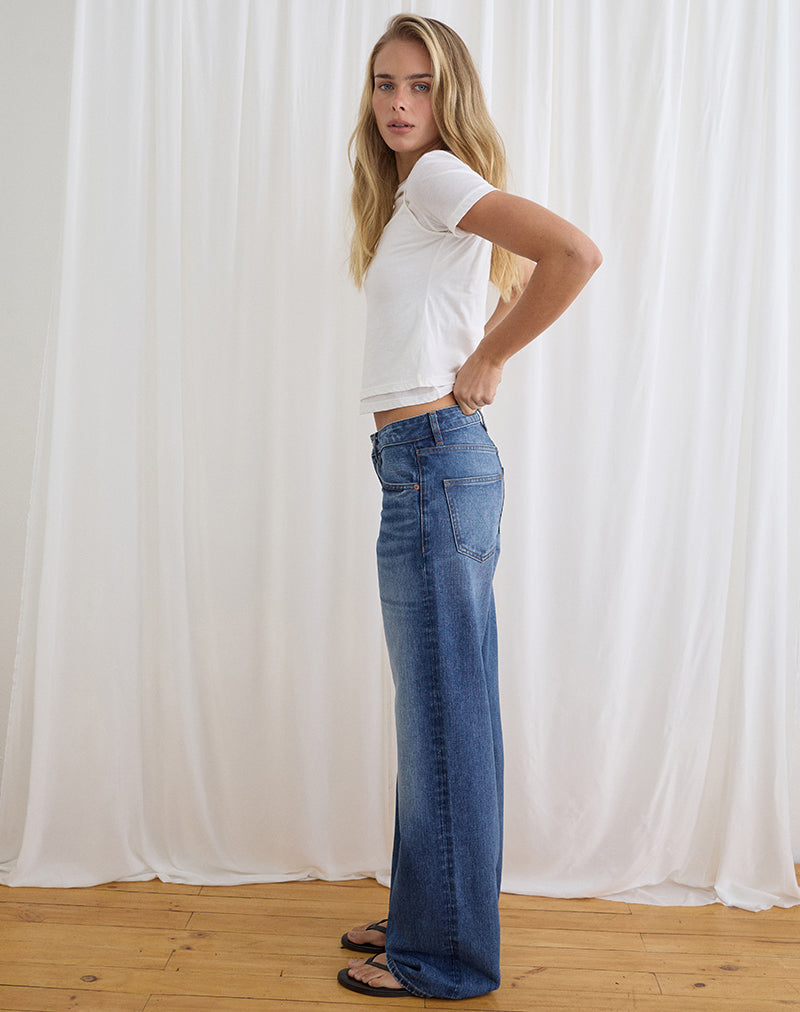 Image of Low Rise Parallel Jeans in Timeworn Blue