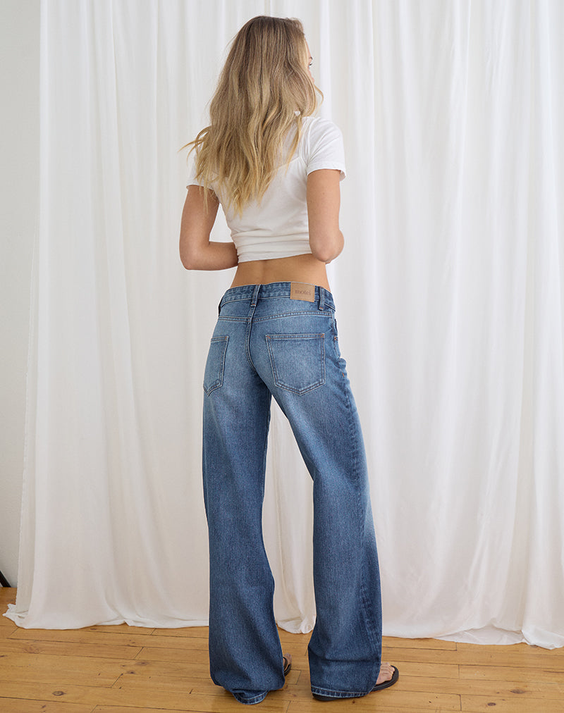 Image of Low Rise Parallel Jeans in Timeworn Blue