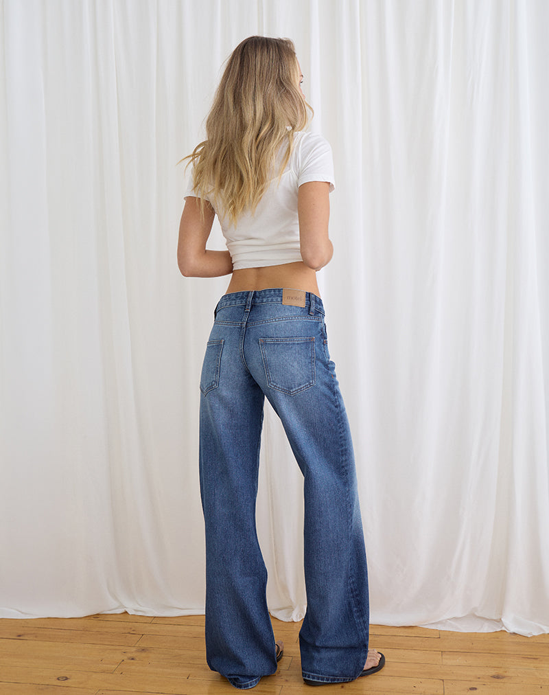Image of Low Rise Parallel Jeans in Timeworn Blue