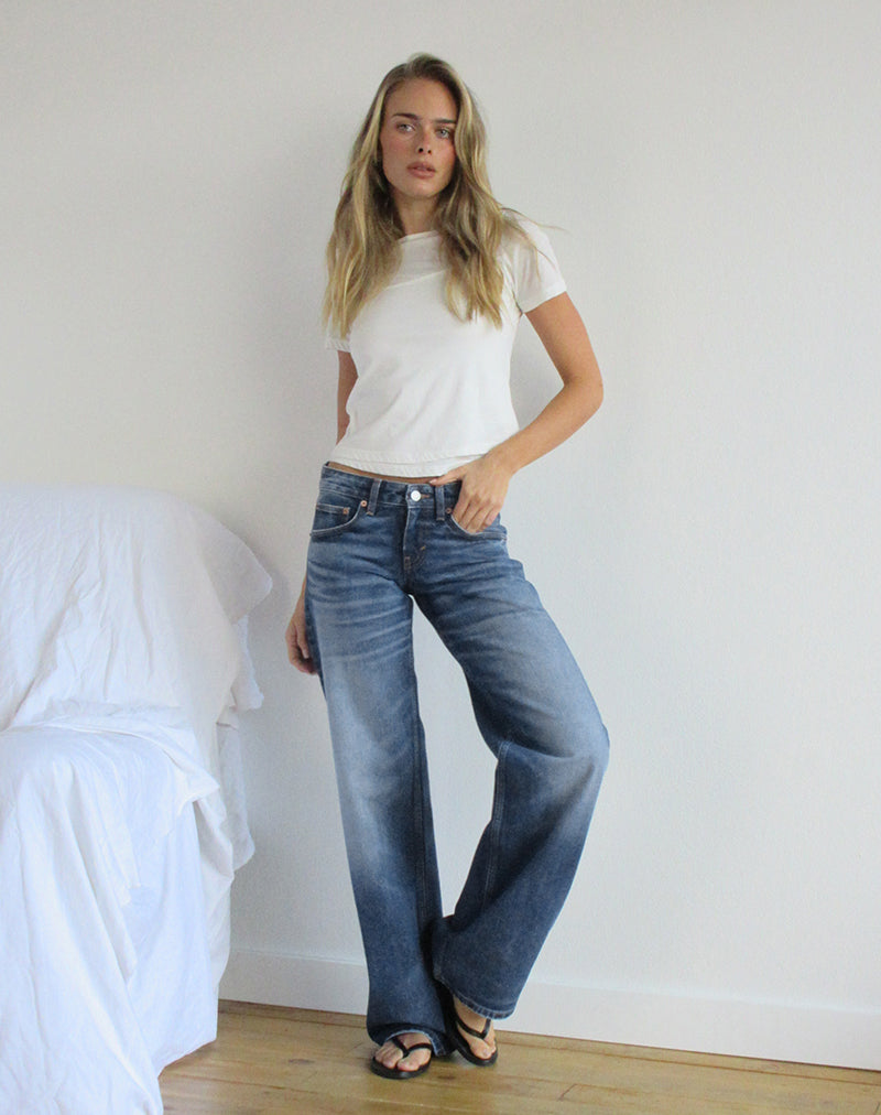 Image of Low Rise Parallel Jeans in Timeworn Blue
